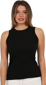 24seven Comfort Apparel Womens Basic Ribbed Knit Round Neck Sleeveless Tank Top