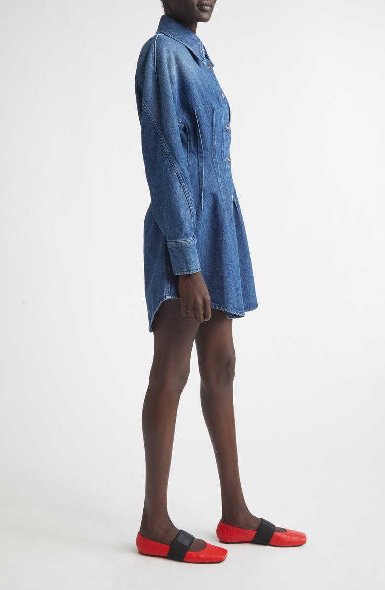 Givenchy Long Sleeve Denim Cocoon Mini Shirtdress, Alternate, color, Medium Blue