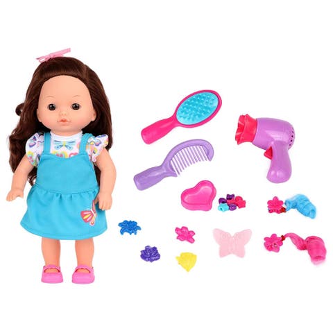 12 Inch Doll Hair Play Set Brunette