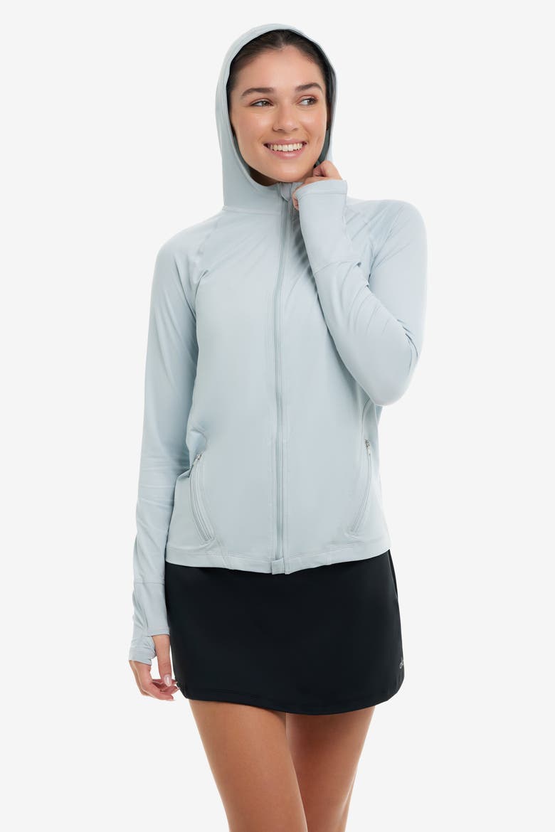 Women's Long Sleeve Full Zip Hoodie Jacket with Sun and UV Protection, Alternate, color, Soft Gray