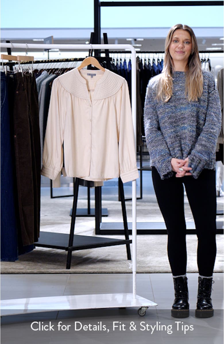 Split Neck Balloon Sleeve Top, sales video thumbnail