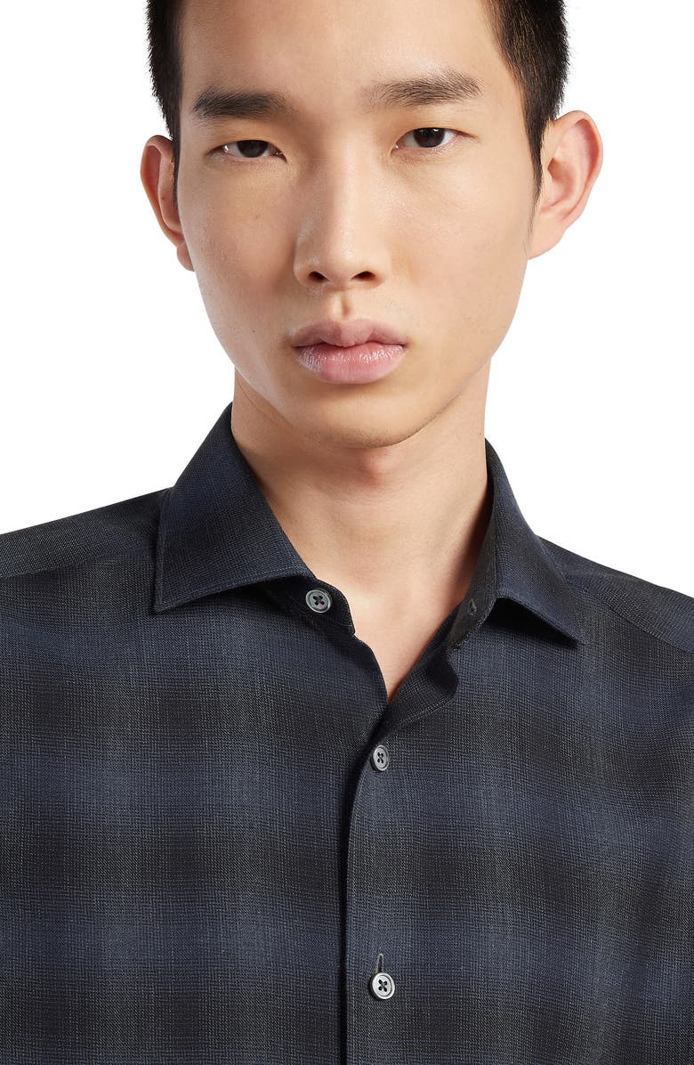 ZEGNA Cashco Plaid Cotton & Cashmere Button-Up Shirt, Alternate, color, 