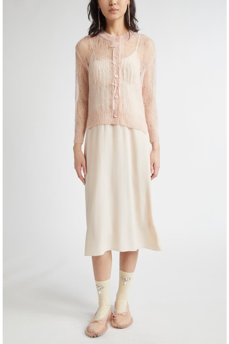 Crop Superkid Mohair & Merino Wool Blend Cardigan, Alternate, color, POWDER PINK/ POWDER PINK