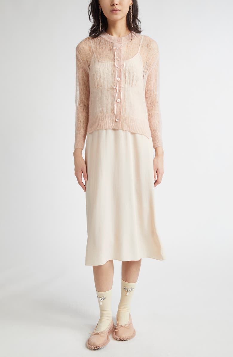 Simone Rocha Crop Superkid Mohair & Merino Wool Blend Cardigan, Alternate, color, 