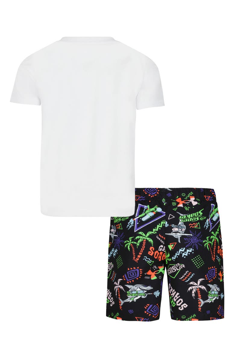Under Armour Kids' Get Soaked Short Sleeve Rashguard & Swim Trunks Set, Alternate, color, White