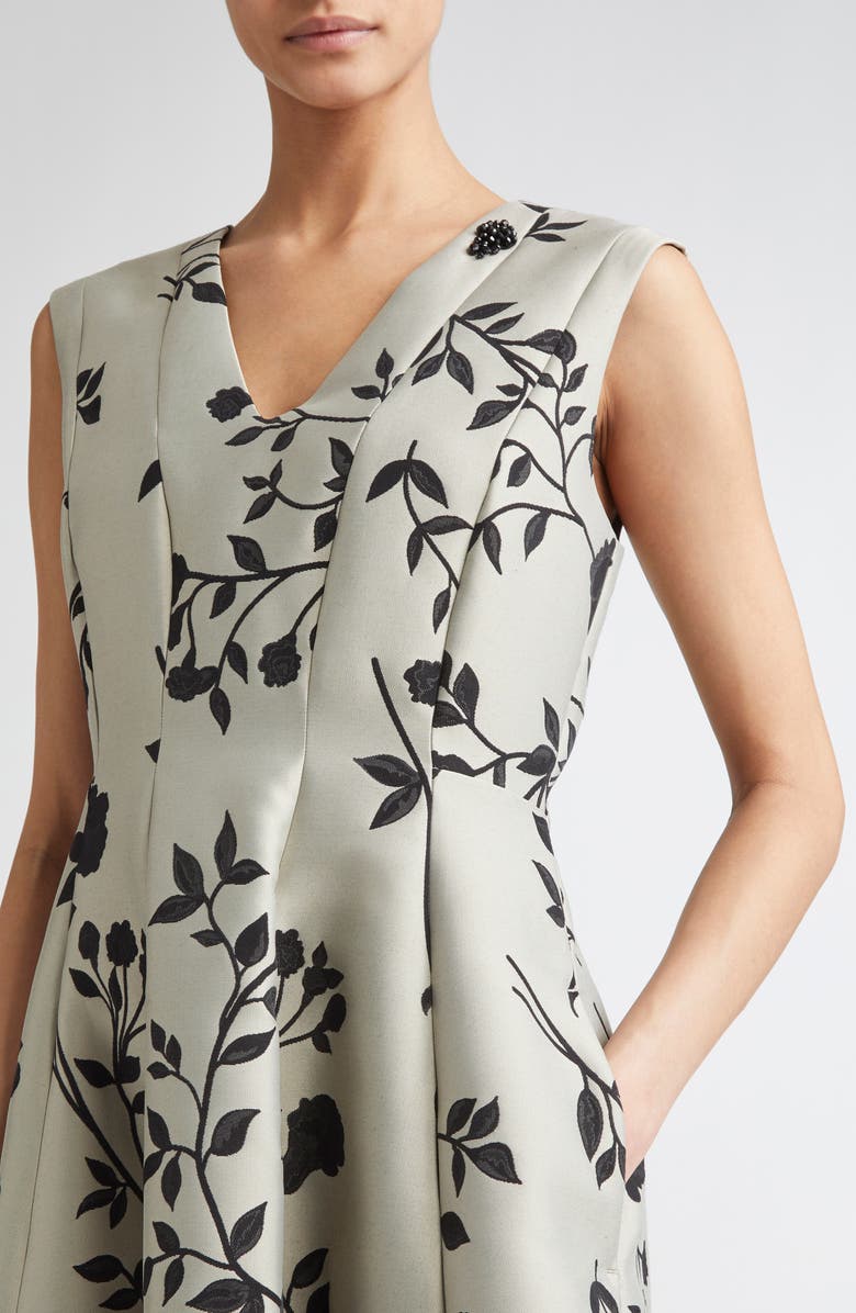 Max Mara Clea Floral Print Midi Dress, Alternate, color, Ecru
