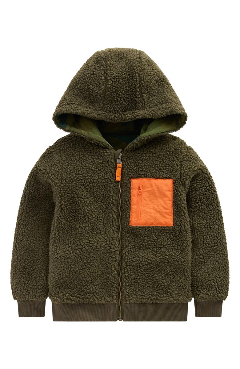 Mini Boden Kids' Fleece Lined Zip Hoodie, Alternate, color, Camo