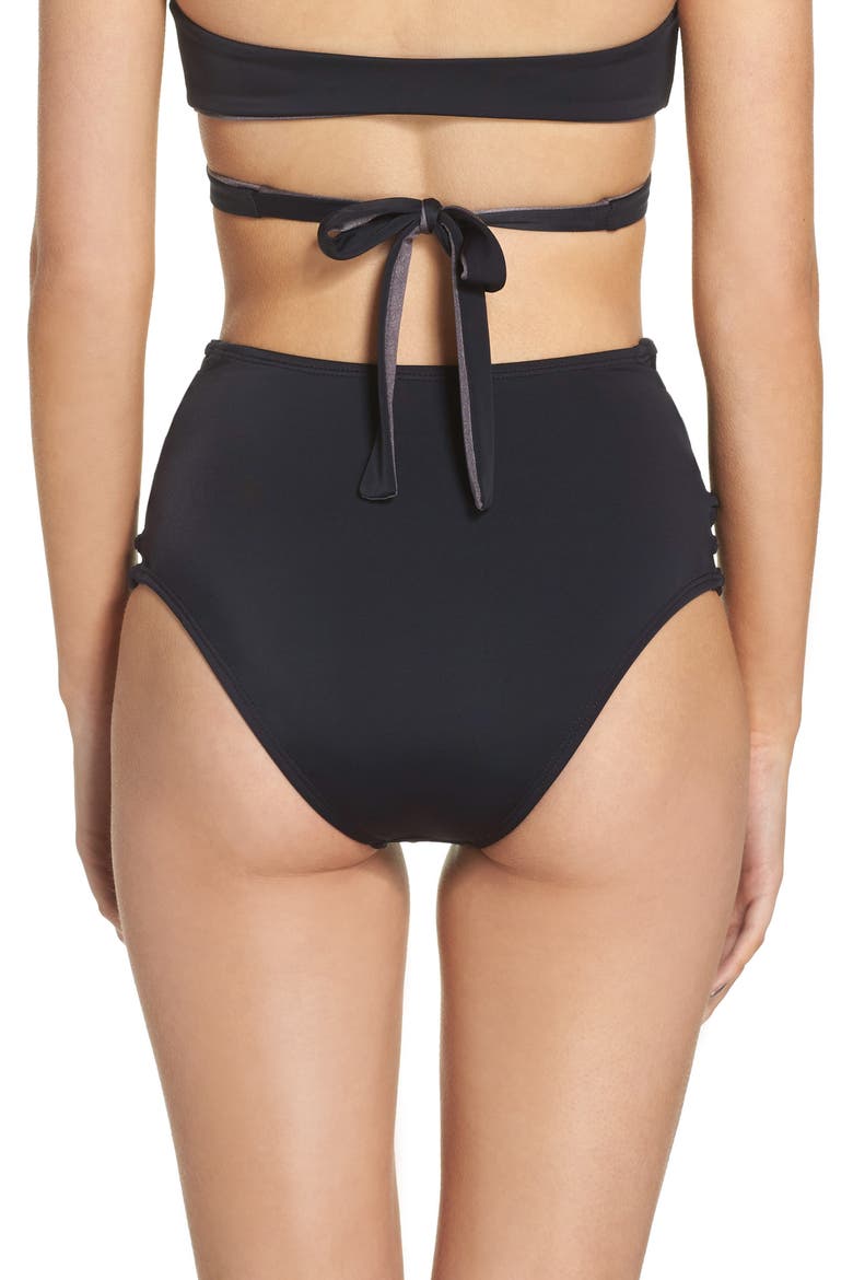 High Waist Bikini Bottoms, Alternate, color, BLACK