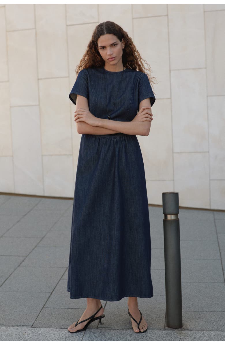 H&M Denim maxi dress, Alternate, color, Dark Denim Blue