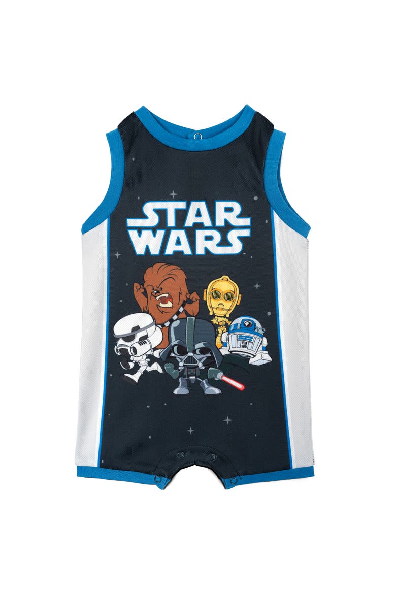 Athletic Sleeveless Romper and Sweatband Set, Alternate, color, Star Wars Navy