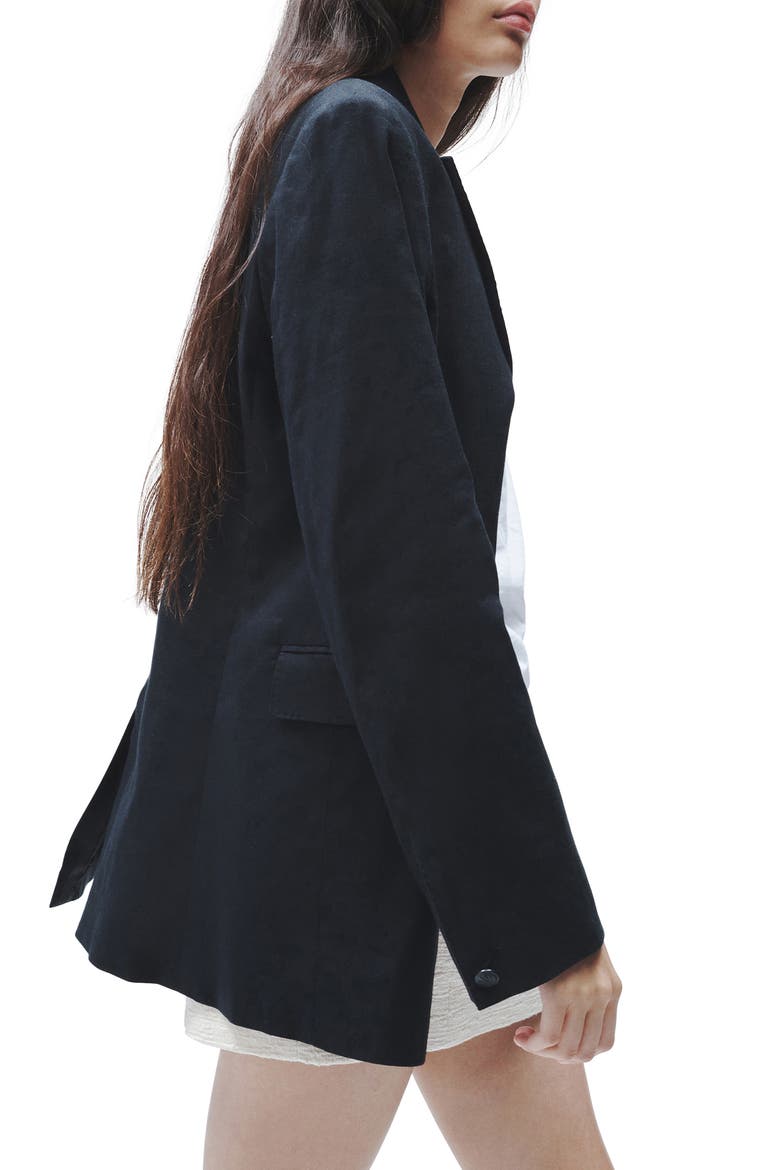 Odessa Linen Blend Blazer, Alternate, color, BLACK