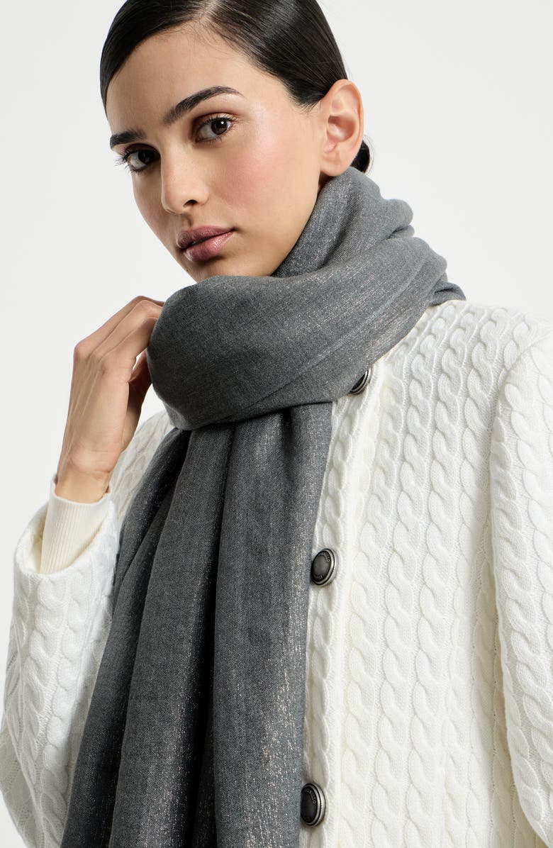 Brunello Cucinelli Sparkling scarf, Alternate, color, Anthracite