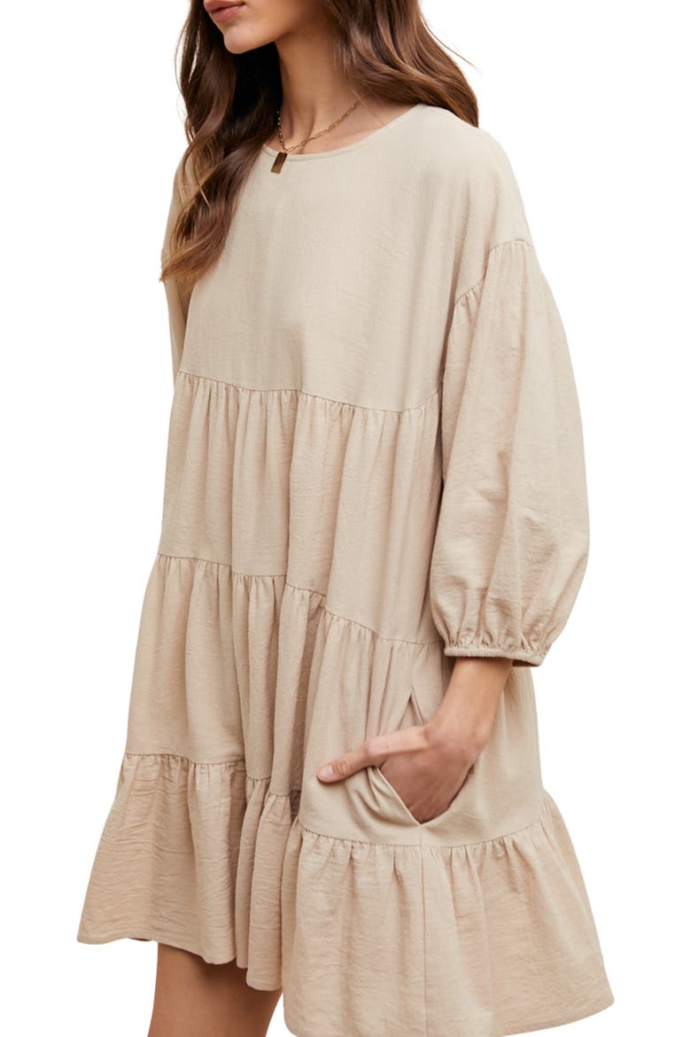 Tiered Cotton Babydoll Dress, Alternate, color, NATURAL