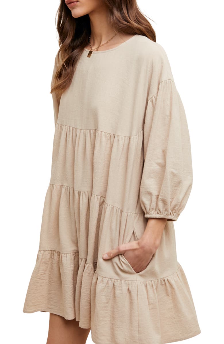 WISHLIST Tiered Cotton Babydoll Dress, Alternate, color, Natural
