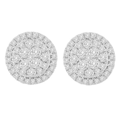 10K Yellow Gold 1.5 cttw Round Cut Diamond Earrings
