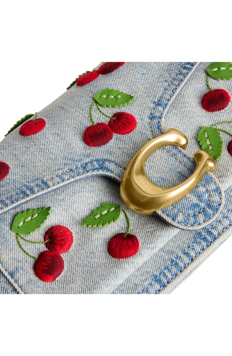 COACH Tabby 26 Cherry Embroidered Denim Shoulder Bag, Alternate, color, Denim Multi