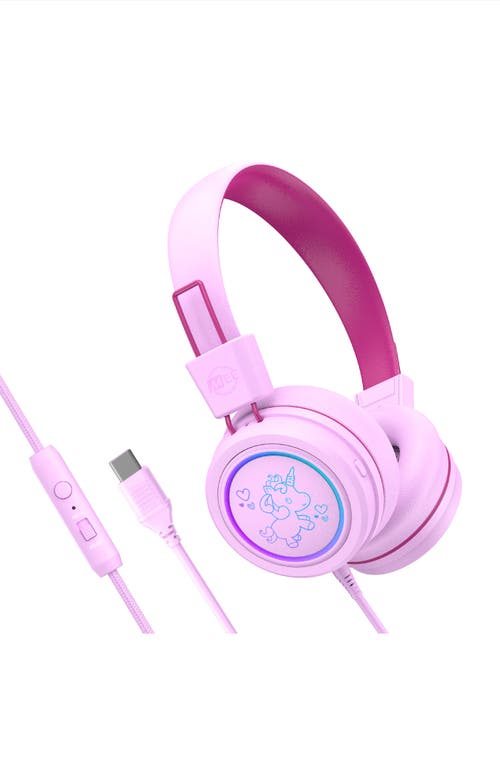 MEE audio KidJamz KJ55U USB-C Kid's Headphones w/ LED Lights in Pink at Nordstrom