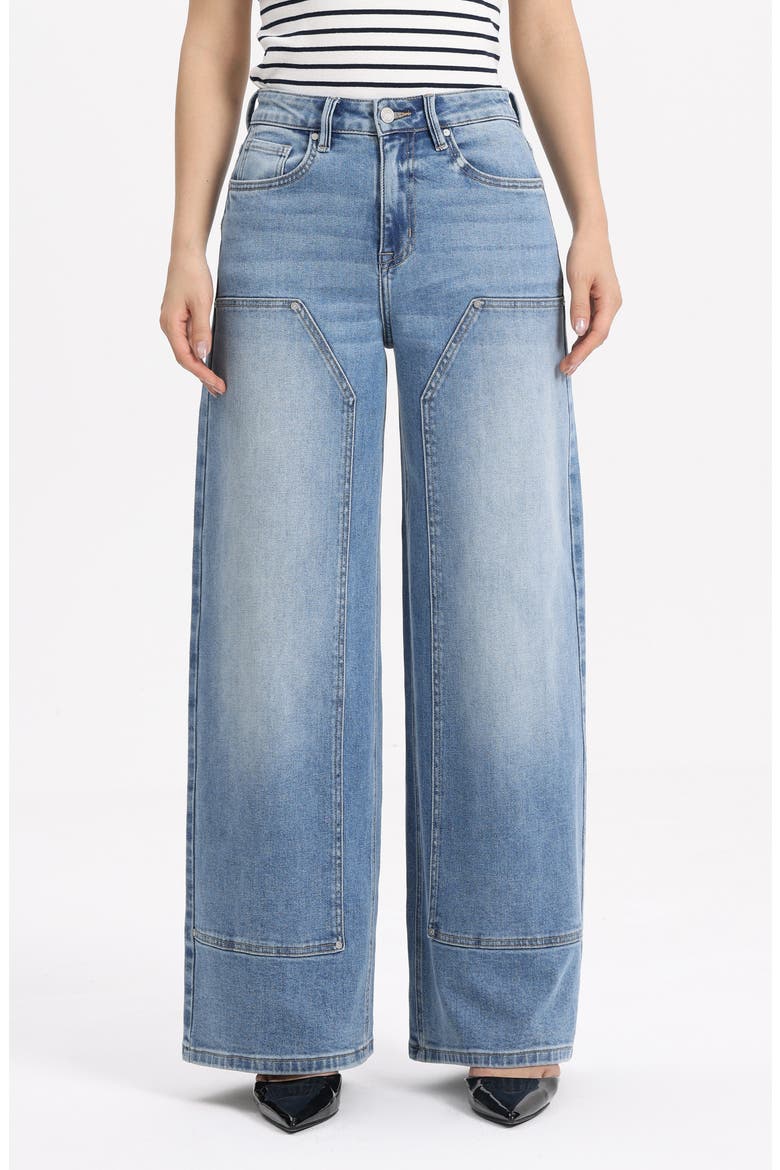 High Waist Barrel Leg Jeans, Main, color, MEDIUM BLUE