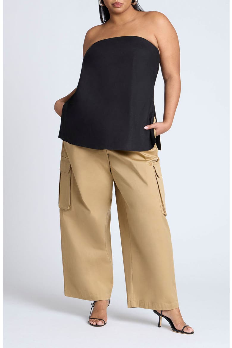 Long Column Strapless Top, Alternate, color, BLACK