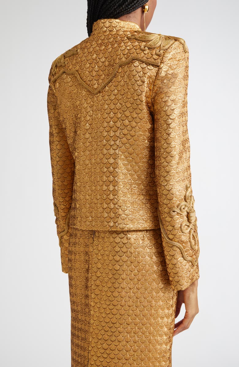 Johanna Ortiz Boldness Scale Jacquard Jacket, Alternate, color, Gold