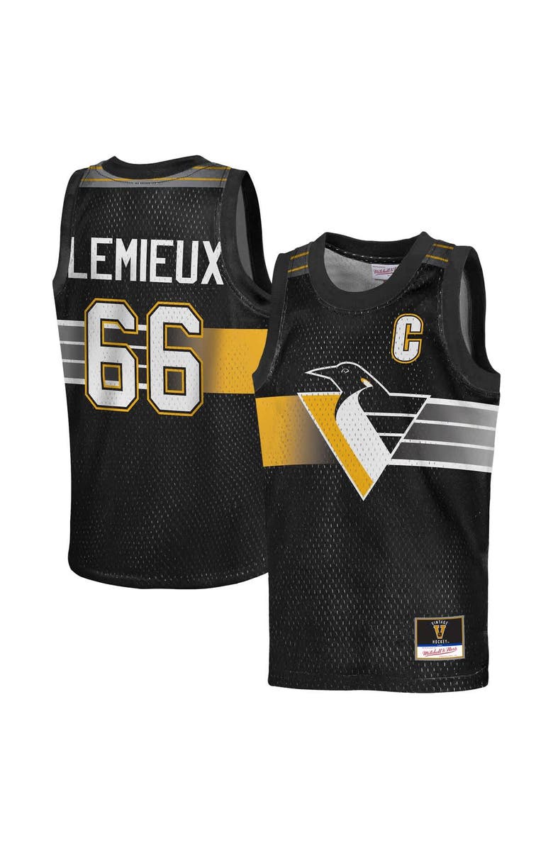 Mitchell & Ness Youth Mitchell & Ness Mario Lemieux Black Pittsburgh Penguins Maxxed Out Fashion Basketball Jersey, Main, color, Black