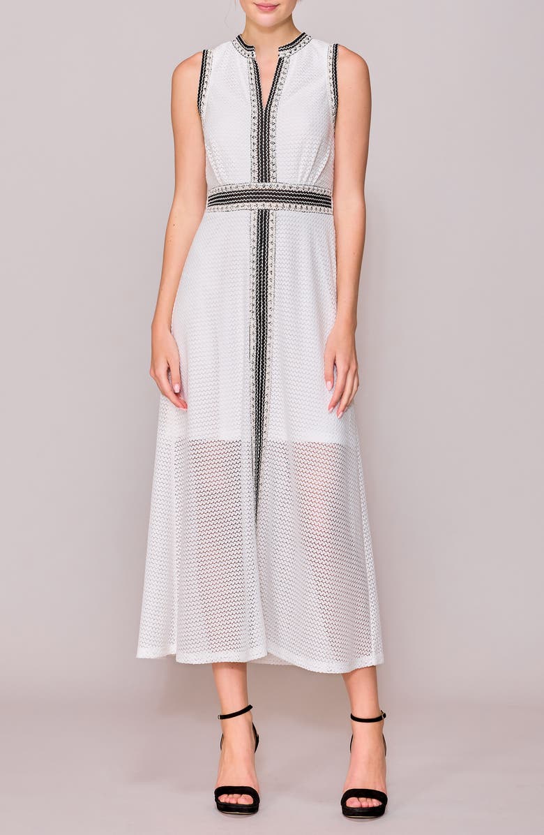 MELLODAY Sleeveless Lace Dress, Main, color, White Black