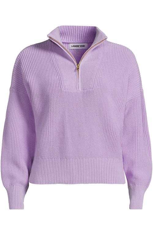 Lands' End Plus Size Drifter Shaker Wedge Quarter Zip Sweater In Purple