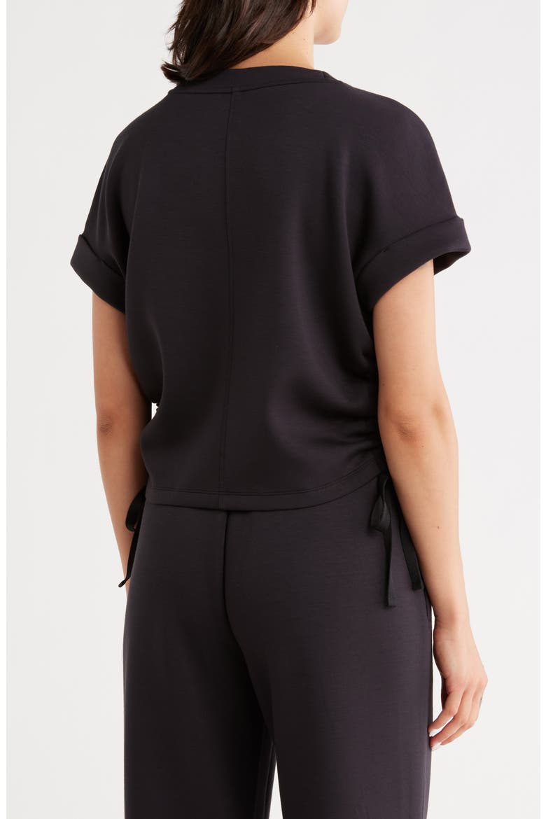 Whisper Knit Ruched T-Shirt, Alternate, color, BLACK