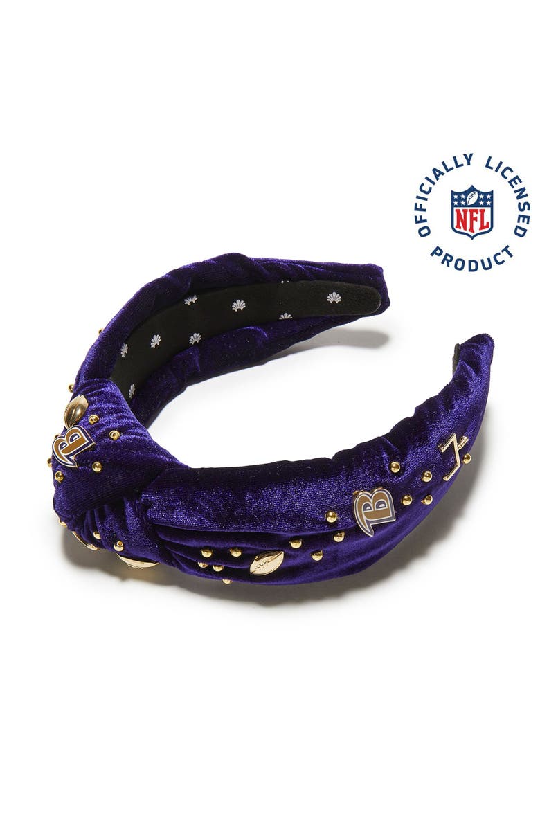 Lele Sadoughi Baltimore Ravens Embellished Knotted Headband, Main, color, Purple 500