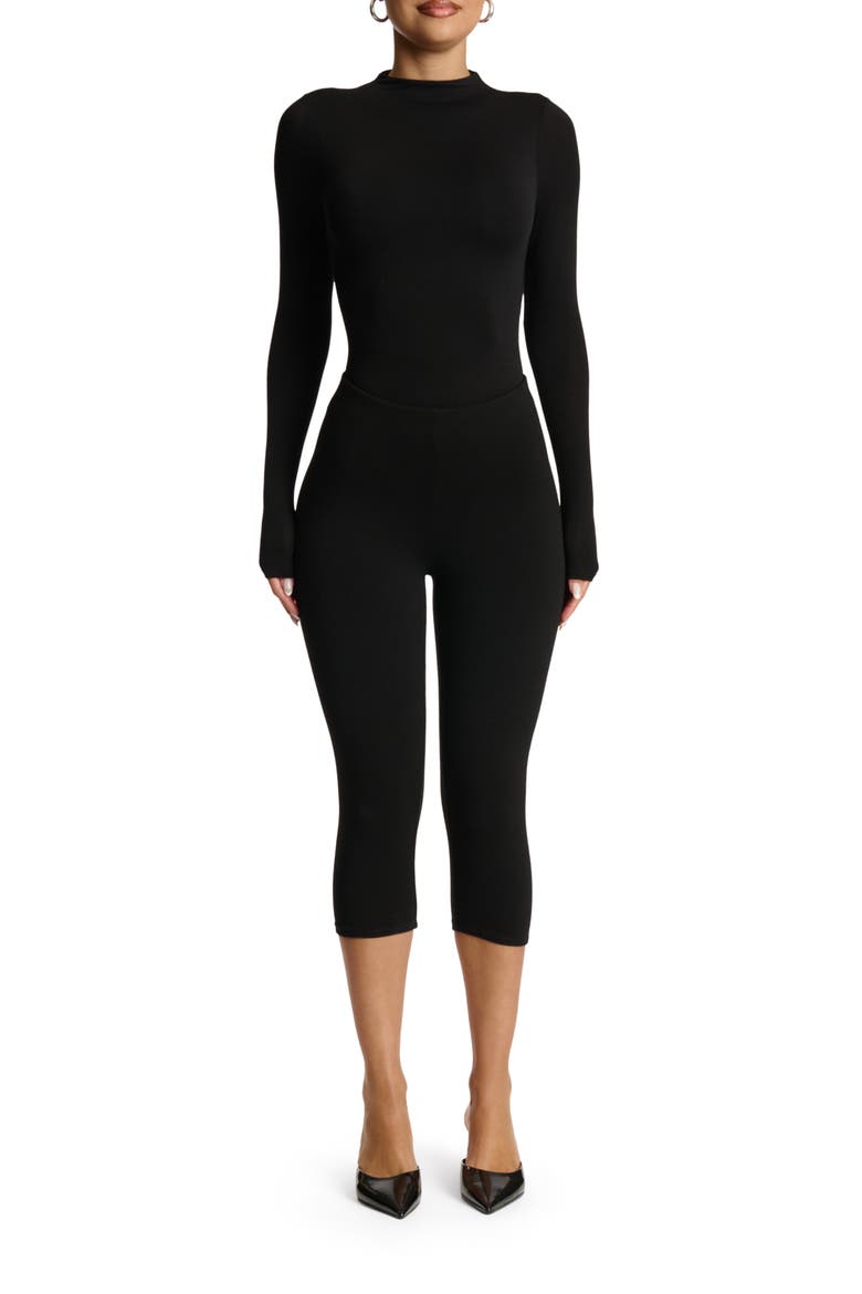 NW Mockneck Bodysuit, Alternate, color, BLACK