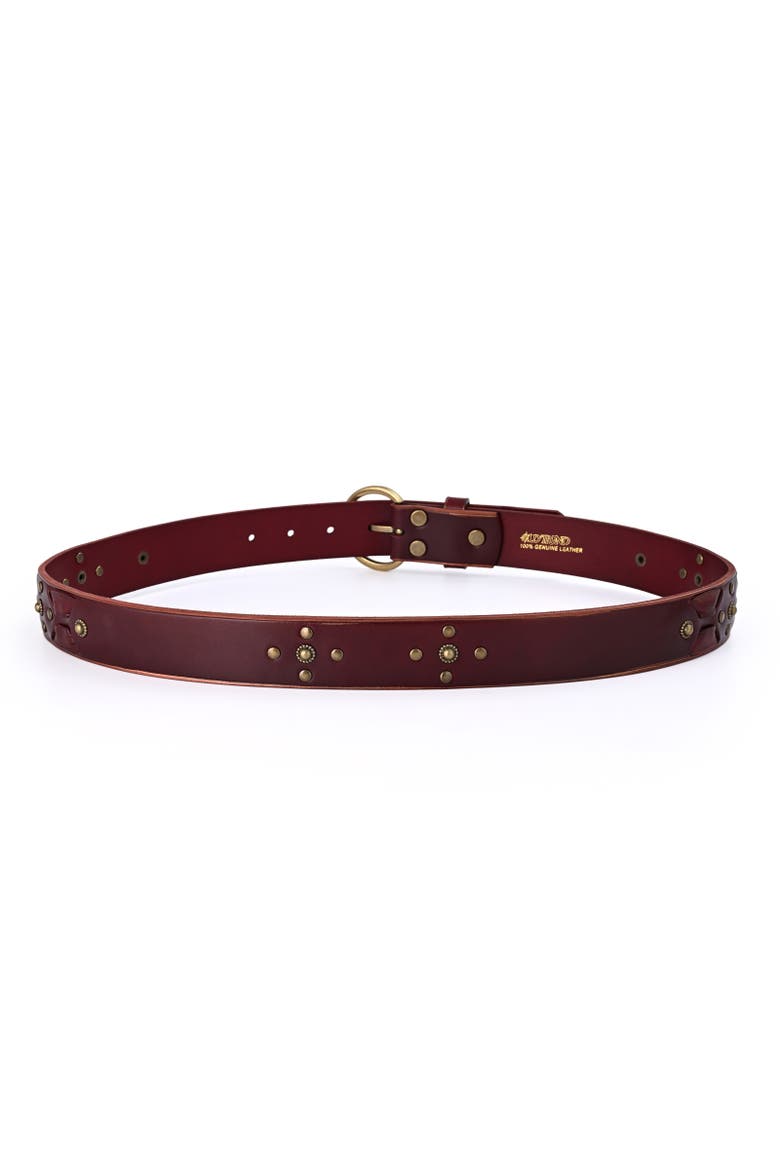 Gia Genuine Leather Studded Vintage Inspired Belt, Alternate, color, Red