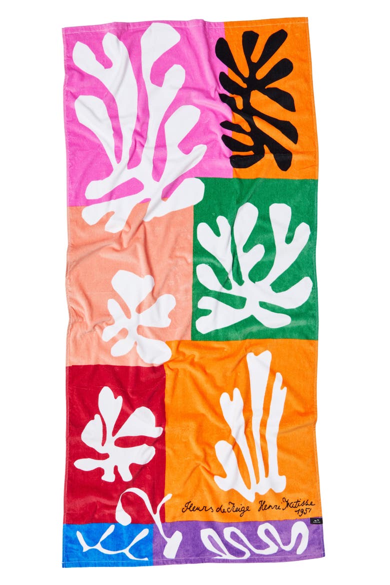 Snow Flowers Beach Towel, Main, color, MULTI