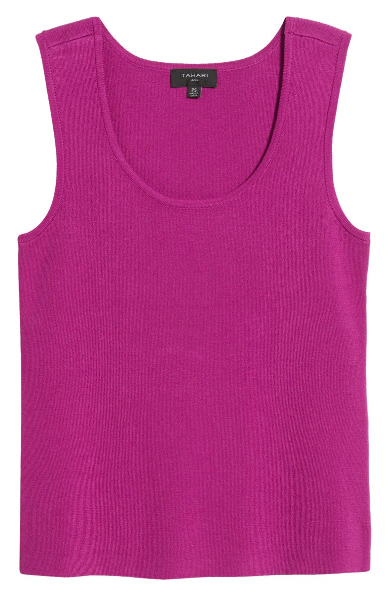 Tahari ASL Scoop Neck Sweater Tank, Alternate, color, Wild Berry