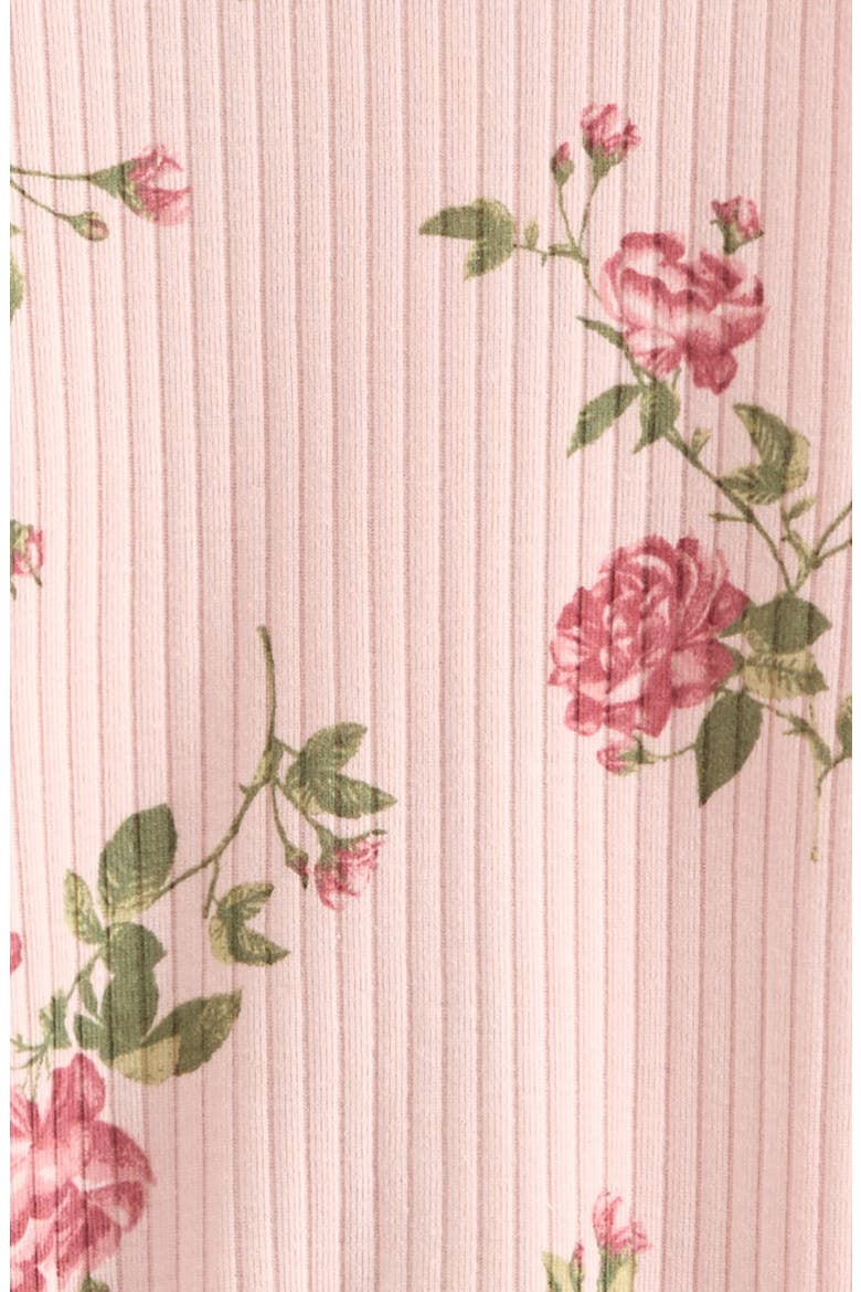 Ruffle Cotton Blend Rib Footie, Alternate, color, PINK DOGWOOD MOOD FLORAL