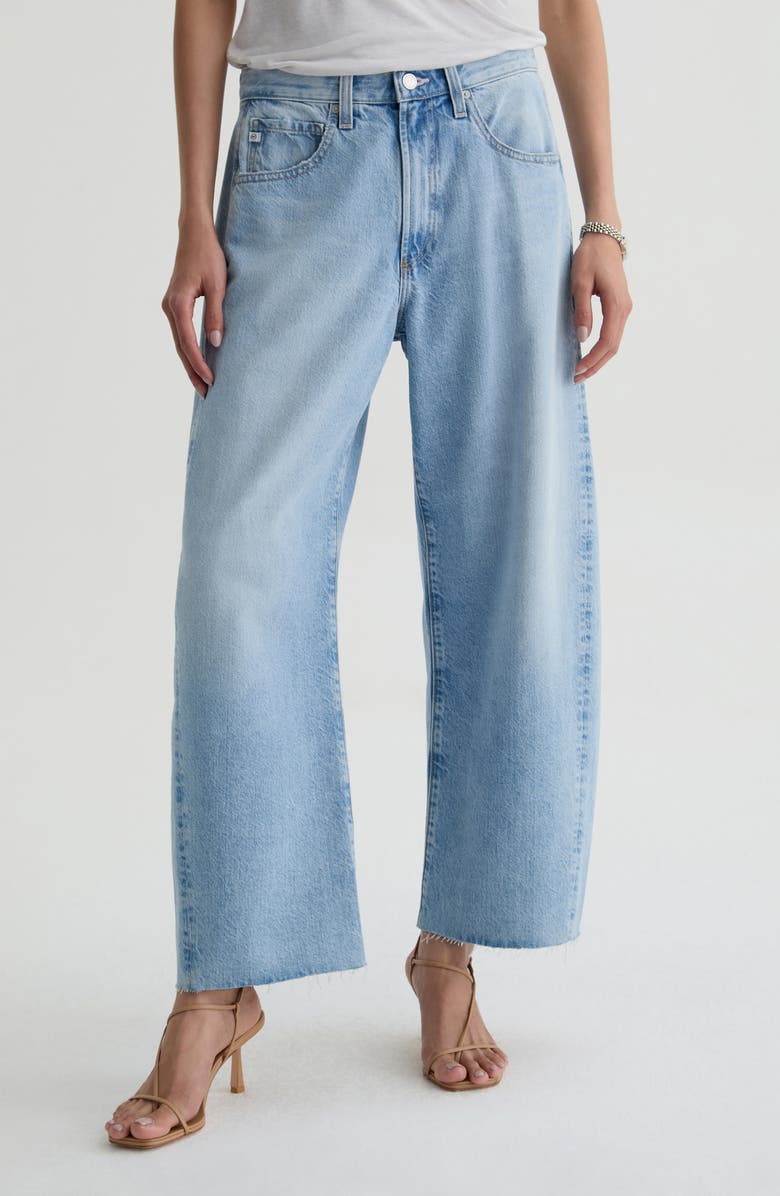 AG Hattie Raw Hem High Waist Crop Barrel Jeans, Main, color, Gesture