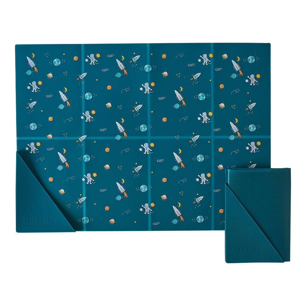 Austin Baby Co Silicone Foldable Placemat in Space Galaxy Blue  product