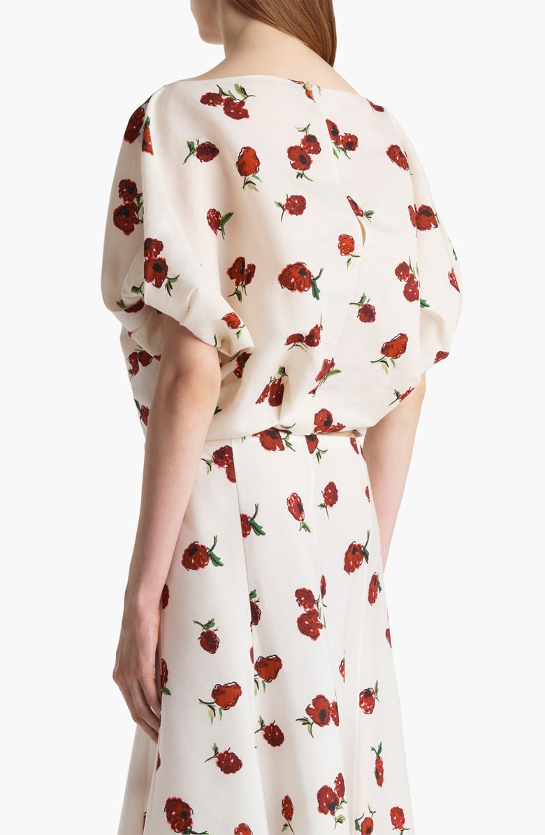 Khaite Niles Raspberry Print Organza Top, Alternate, color, Raspberry/ Cream 628