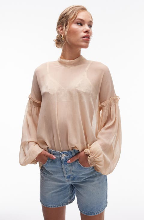 Bow Neck Long Sleeve Top