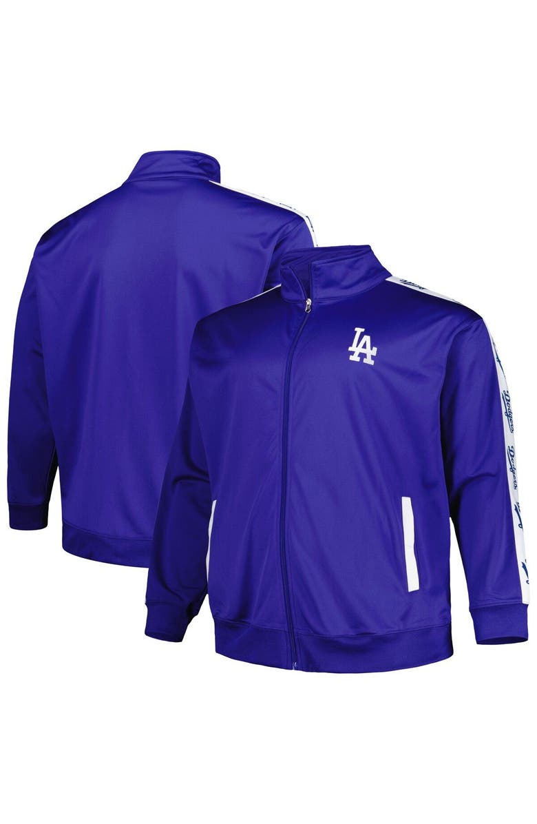 PROFILE Men's Royal Los Angeles Dodgers Big & Tall Tricot Track Full-Zip Jacket, Main, color, 