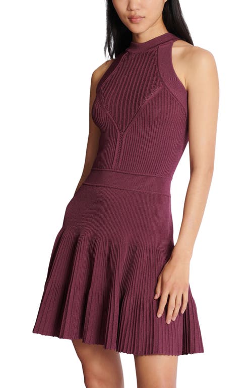 Balmain Sleeveless Flared Dress In Openwork Knit In Purple