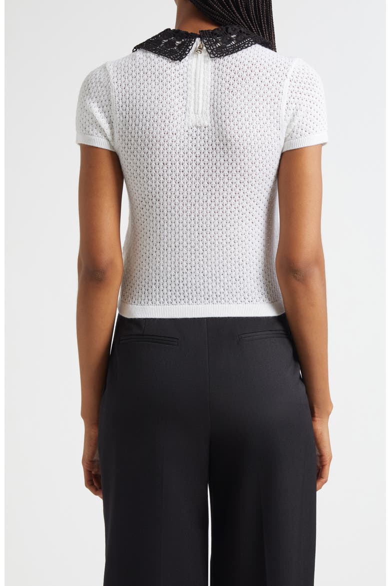 Ciara Lace Collar Short Sleeve Wool Blend Sweater, Alternate, color, SOFT WHITE/ MULTI