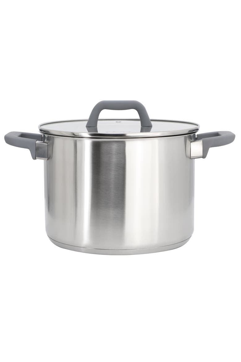 8 Quart Brushed Stainless Steel Stock Pot with Lid, Main, color, Silver