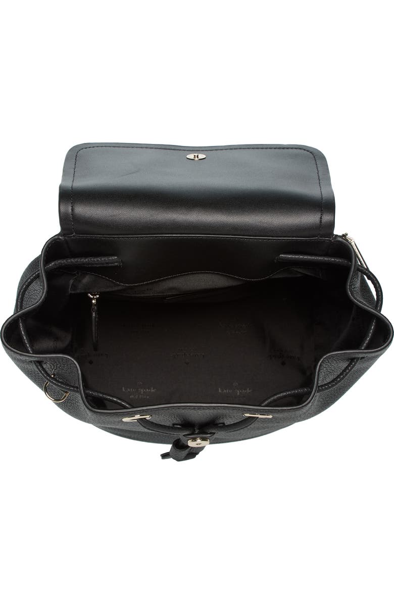 Kate Spade New York rosie medium leather flap backpack, Alternate, color, Black