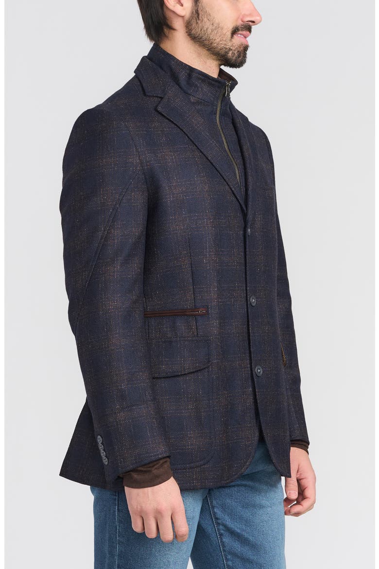 Blue Plaid Wool Hybrid Sport Coat with Removable Bib, Alternate, color, BLUE