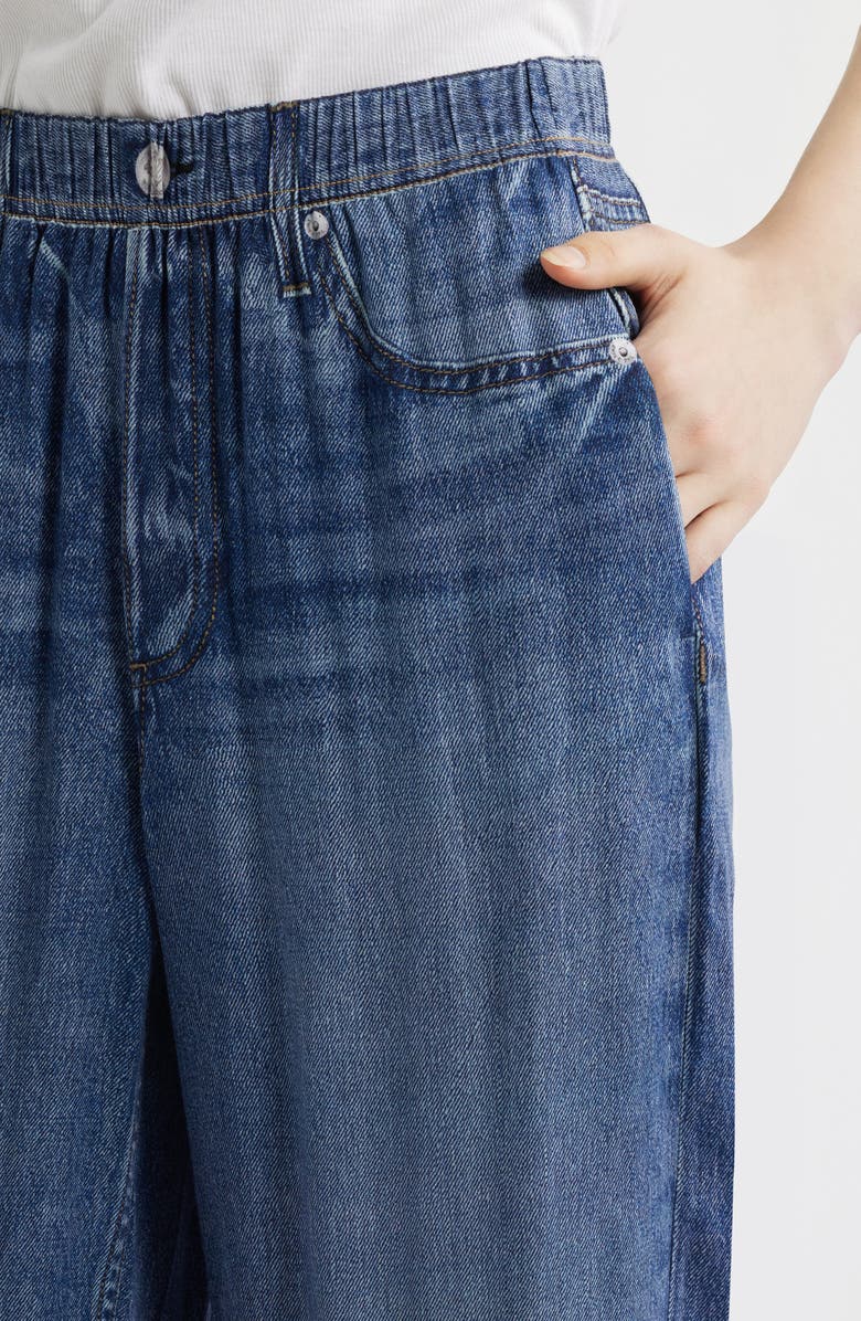 rag & bone rb Miramar Slink Trompe l'Oeil Faux Denim Wide Leg Lounge Pants, Alternate, color, Lagoon