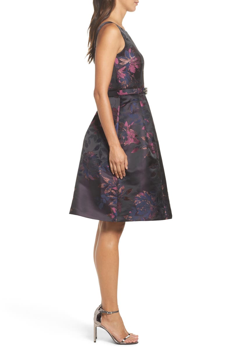Eliza J Brocade Fit & Flare Dress, Alternate, color, 