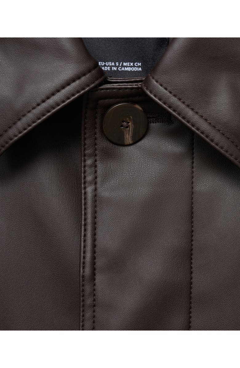 MANGO Faux Leather Coat, Alternate, color, Chocolate