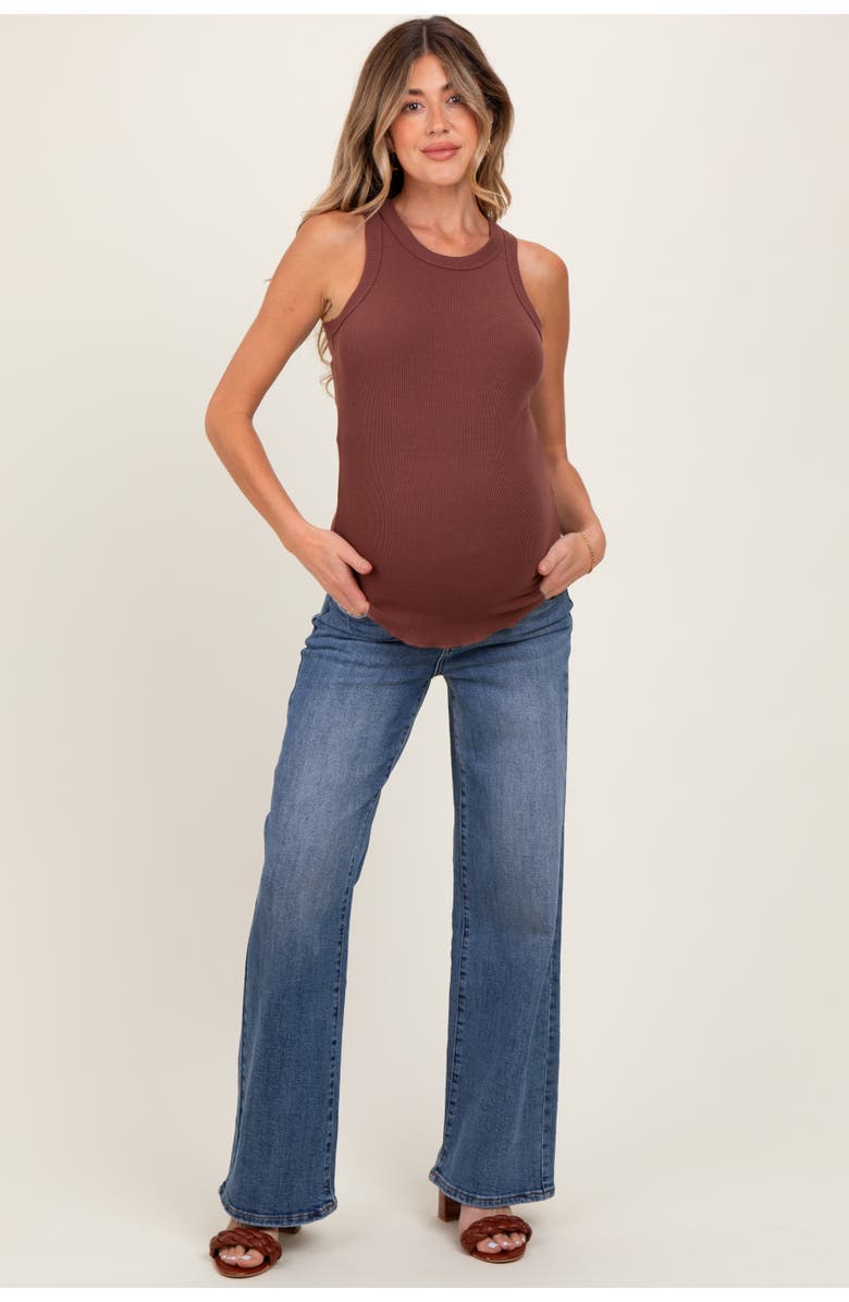 PinkBlush Classic Wash Wide Leg Maternity Jeans, Main, color, Blue