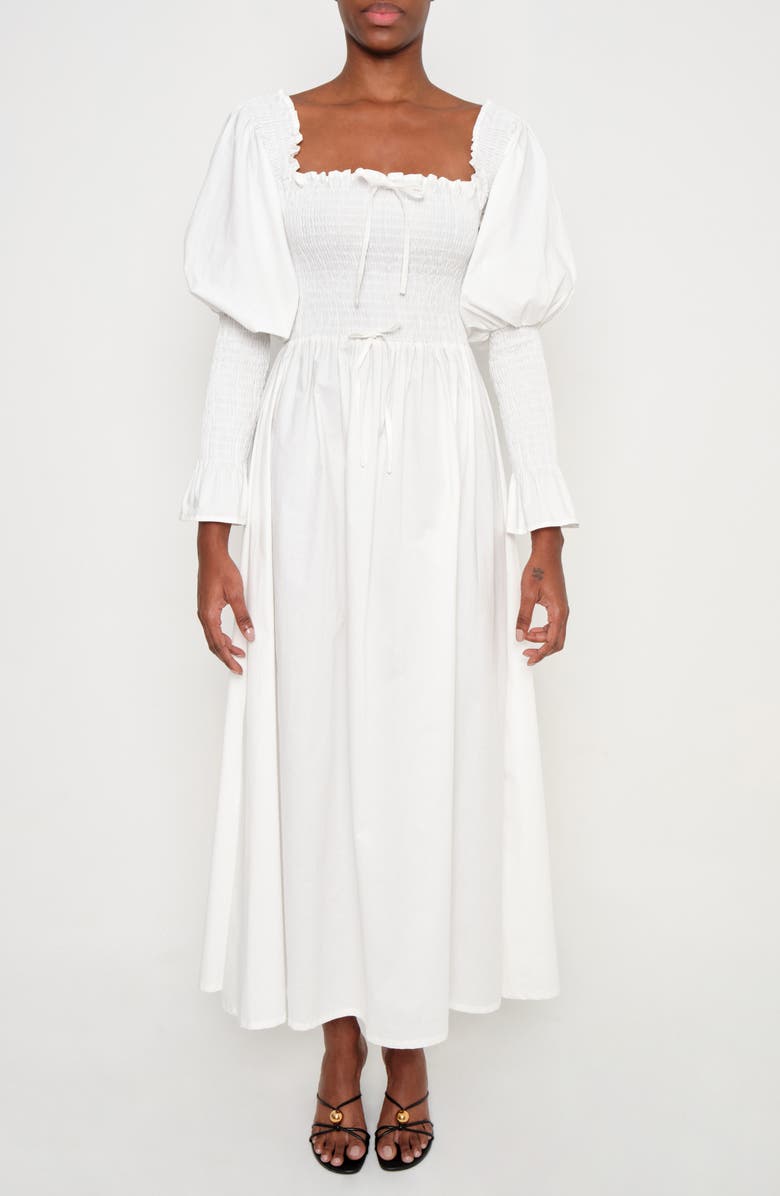 The Lulo Project The Honor Smocked Long Sleeve Maxi Dress, Main, color, Crudo