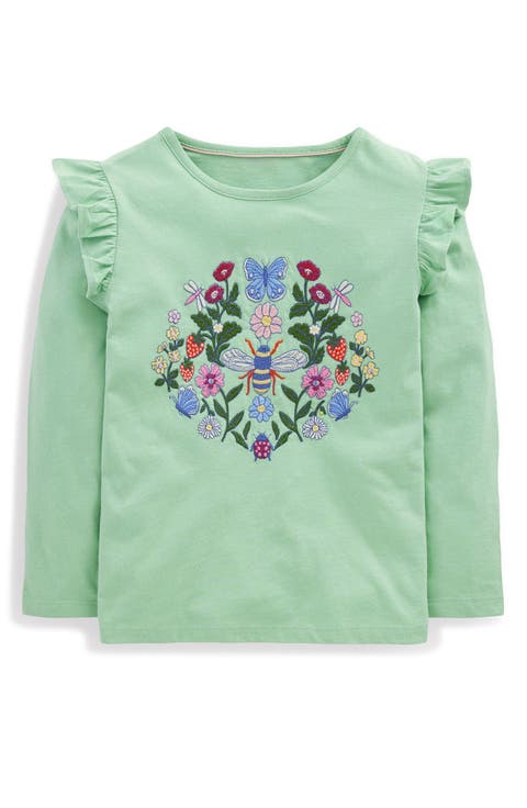 Kids' Ruffle Embroidered Long Sleeve T-Shirt